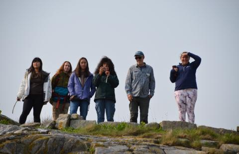 students in the intertidal area