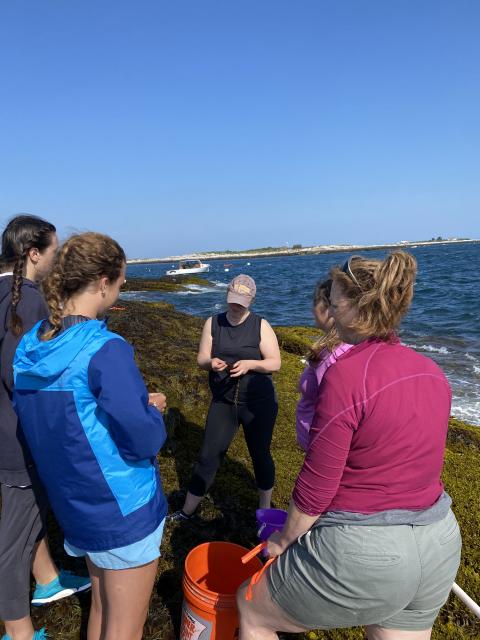 a group of students on a coastline