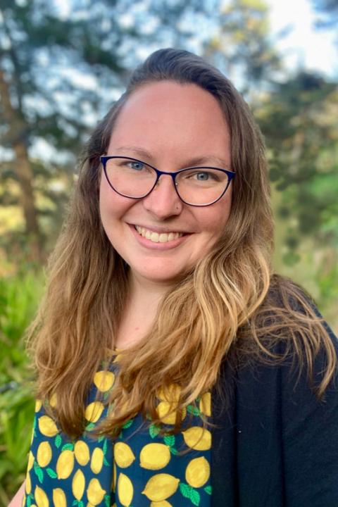 photo of Rebecca Adkins outdoors, smiling
